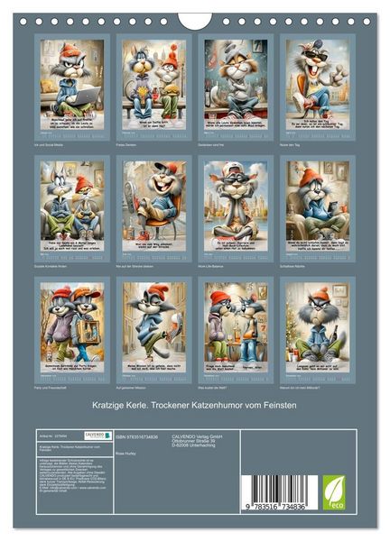 Produktbild: Kratzige Kerle. Trockener Katzenhumor vom Feinsten (Wandkalender 2026 DIN A4 hoch), CALVENDO Monatskalender
