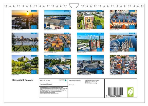 Produktbild: Hansestadt Rostock (Wandkalender 2026 DIN A4 quer), CALVENDO Monatskalender