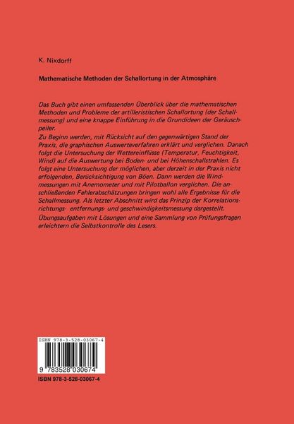 Produktbild: Mathematische Methoden der Schallortung in der Atmosph&auml;re