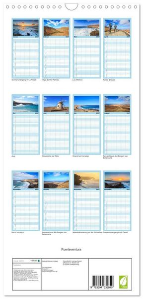 Produktbild: Familienplaner 2027 - Fuerteventura mit 5 Spalten (Wandkalender, 21 x 45 cm) CALVENDO