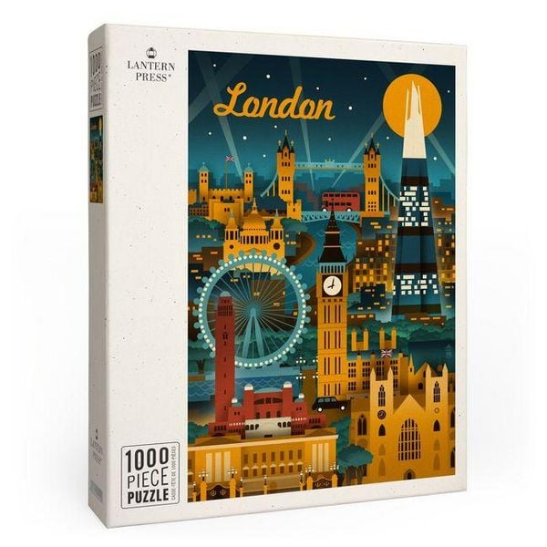 London, England - Retro Skyline - 1000 Piece Puzzle