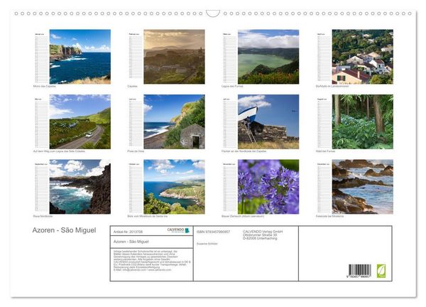 Produktbild: Azoren - S&atilde;o Miguel (Wandkalender 2026 DIN A2 quer), CALVENDO Monatskalender
