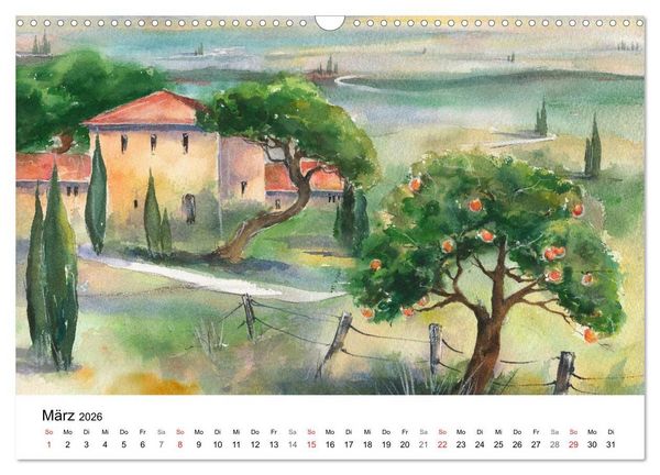 Produktbild: Toskana Aquarelle (Wandkalender 2026 DIN A3 quer), CALVENDO Monatskalender