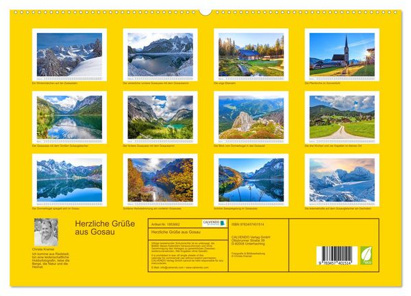 Produktbild: Herzliche Gr&uuml;&szlig;e aus Gosau (hochwertiger Premium Wandkalender 2026 DIN A2 quer), Kunstdruck in Hochglanz