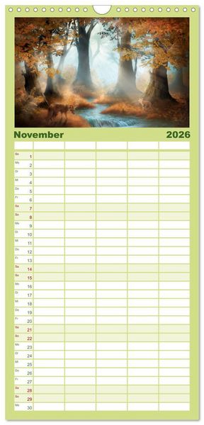 Produktbild: Familienplaner 2026 - Geheimnisse des alten Waldes mit 5 Spalten (Wandkalender, 21 x 45 cm) CALVENDO