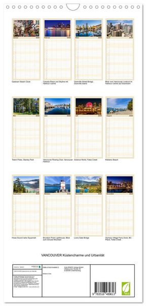 Produktbild: Familienplaner 2026 - VANCOUVER K&uuml;stencharme und Urbanit&auml;t mit 5 Spalten (Wandkalender, 21 x 45 cm) CALVENDO