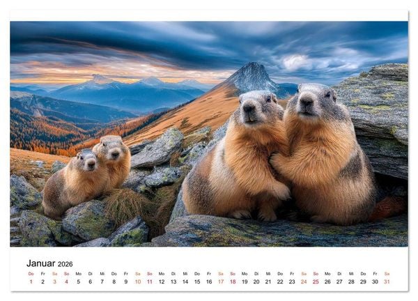 Produktbild: Hallo Murmeltier (Wandkalender 2026 DIN A4 quer), CALVENDO Monatskalender