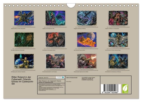 Produktbild: Ritter Roland in der Cyberwelt: Orlando furioso im Cyberpunk-Stil (Wandkalender 2027 DIN A4 quer), CALVENDO Monatskalender
