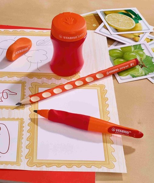 STABILO Spitzer Dosen-Spitzer für Rechtshänder EASYsharpener, 3 in 1, orange