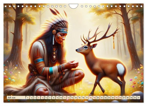Produktbild: Spirituelle Begleiter - Indianer und Tiere im Einklang (Wandkalender 2026 DIN A4 quer), CALVENDO Monatskalender