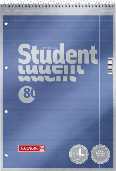 Produktbild: Brunnen Collegeblock A4 Spirale oben Lin.27 Premium