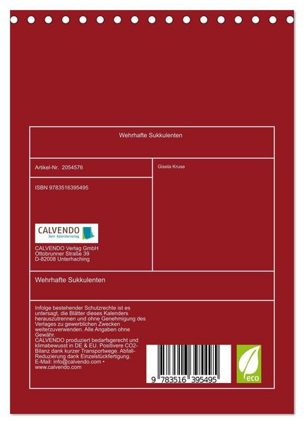Produktbild: Wehrhafte Sukkulenten (Tischkalender 2026 DIN A5 hoch), CALVENDO Monatskalender