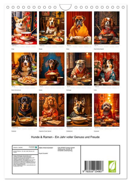 Produktbild: Hunde & Ramen - Ein Jahr voller Genuss und Freude (Wandkalender 2026 DIN A4 hoch), CALVENDO Monatskalender