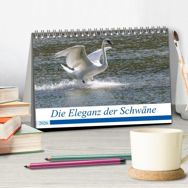 Produktbild: Die Eleganz der Schw&auml;ne (Tischkalender 2026 DIN A5 quer), CALVENDO Monatskalender