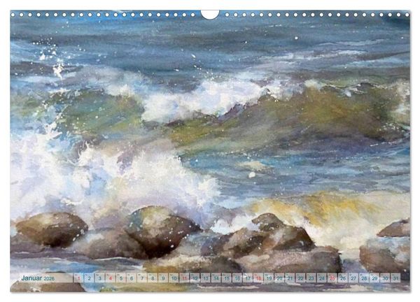 Produktbild: MEERESAQUARELLE (Wandkalender 2026 DIN A3 quer), CALVENDO Monatskalender