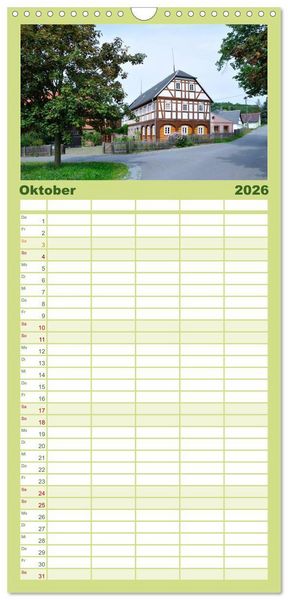 Produktbild: Familienplaner 2026 - Umgebindeh&auml;user in der Oberlausitz mit 5 Spalten (Wandkalender, 21 x 45 cm) CALVENDO