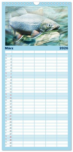 Produktbild: Familienplaner 2026 - Fischwelt - Artwork mit 5 Spalten (Wandkalender, 21 x 45 cm) CALVENDO
