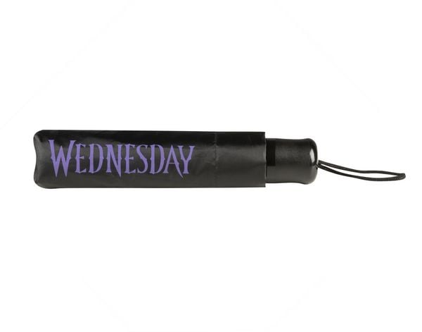 Produktbild: Undercover Regenschirm faltbarer Regenschirm Wednesday, Taschenschirm mit Schutzh&uuml;lle, 94 cm Durchmesser, ideal f&uuml;r Kinderh&auml;nde
