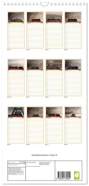 Produktbild: Familienplaner 2027 - Dampflokomotiven in Spur N mit 5 Spalten (Wandkalender, 21 x 45 cm) CALVENDO