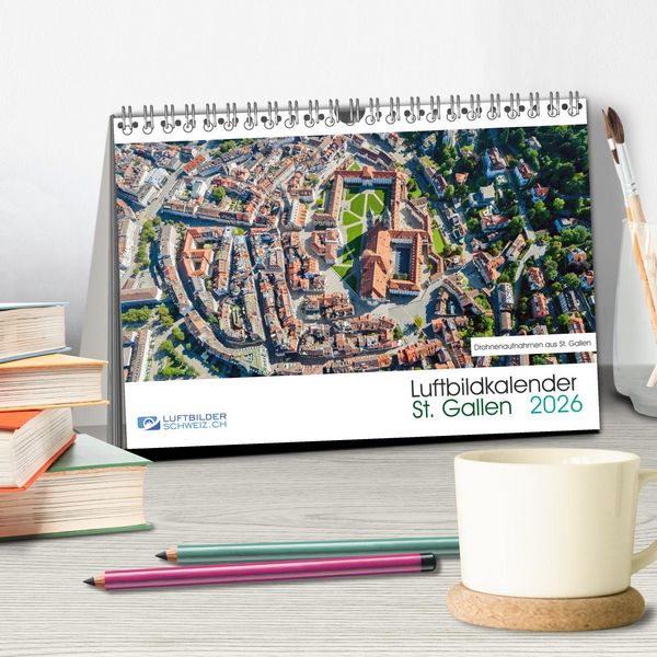 Produktbild: Luftbildkalender St. Gallen 2026 (Tischkalender 2026 DIN A5 quer), CALVENDO Monatskalender
