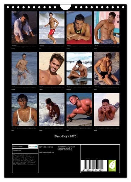 Produktbild: Strandboys 2026 (Wandkalender 2026 DIN A4 hoch), CALVENDO Monatskalender