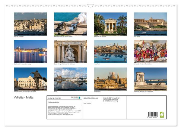 Produktbild: Valletta - Malta (Wandkalender 2026 DIN A2 quer), CALVENDO Monatskalender