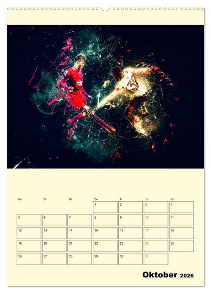 Produktbild: Fu&szlig;ball - Feuer (hochwertiger Premium Wandkalender 2026 DIN A2 hoch), Kunstdruck in Hochglanz