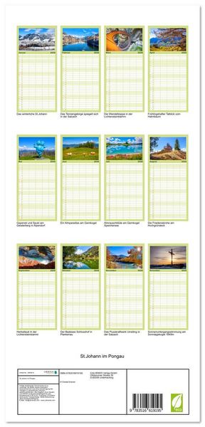 Produktbild: Familienplaner 2026 - St.Johann im Pongau mit 5 Spalten (Wandkalender, 21 x 45 cm) CALVENDO