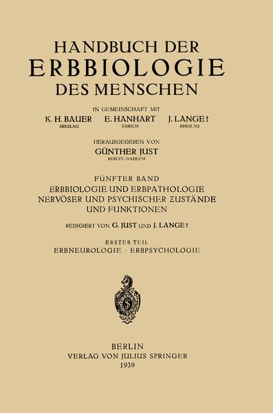 Produktbild: Erbbiologie und Erbpathologie Nerv&ouml;ser und Psychischer Zust&auml;nde und Funktionen