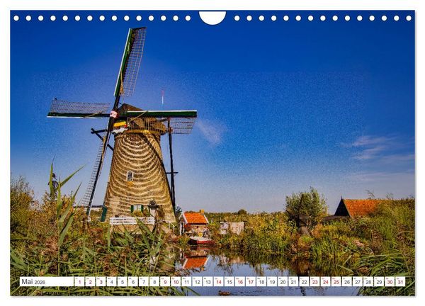 Produktbild: Die Windm&uuml;hlen von Kinderdijk - UNESCO Welterbe (Wandkalender 2026 DIN A4 quer), CALVENDO Monatskalender