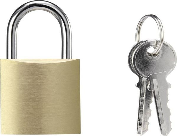 Produktbild: Sygonix SY-5044454 Vorh&auml;ngeschloss 32 mm teilweise gleichschlie&szlig;end Messing Schl&uuml;sselschloss