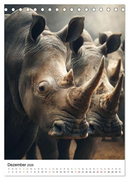 Produktbild: Nashorn - Stark. Stur. Schnell. (Tischkalender 2026 DIN A5 hoch), CALVENDO Monatskalender