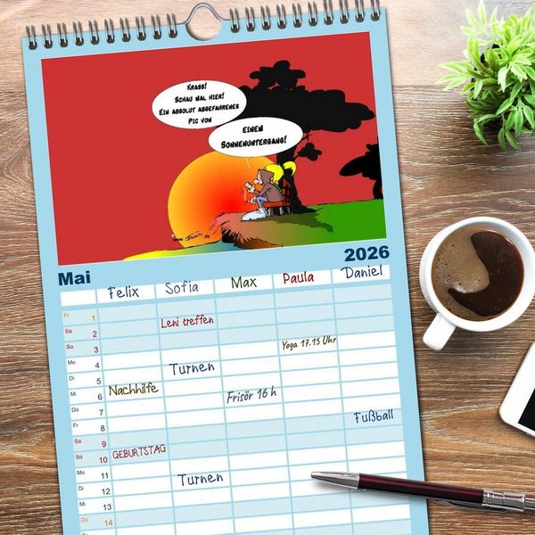 Produktbild: Familienplaner 2026 - Trumix Cartoons - Dumm gelaufen mit 5 Spalten (Wandkalender, 21 x 45 cm) CALVENDO