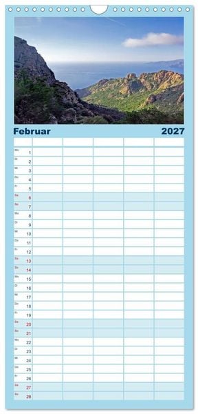 Produktbild: Familienplaner 2027 - Korsika - Farben einer wilden Sch&ouml;nheit mit 5 Spalten (Wandkalender, 21 x 45 cm) CALVENDO