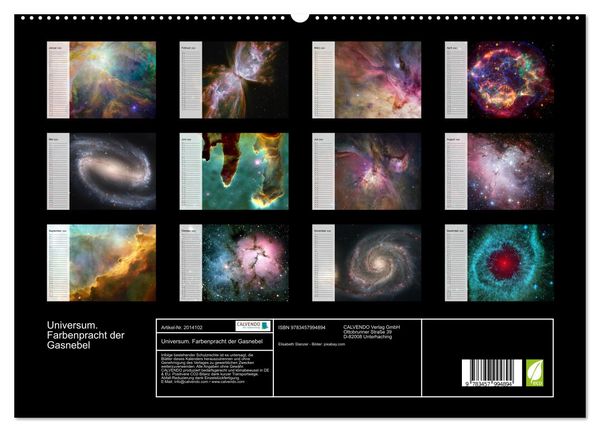 Produktbild: Universum. Farbenpracht der Gasnebel (hochwertiger Premium Wandkalender 2026 DIN A2 quer), Kunstdruck in Hochglanz