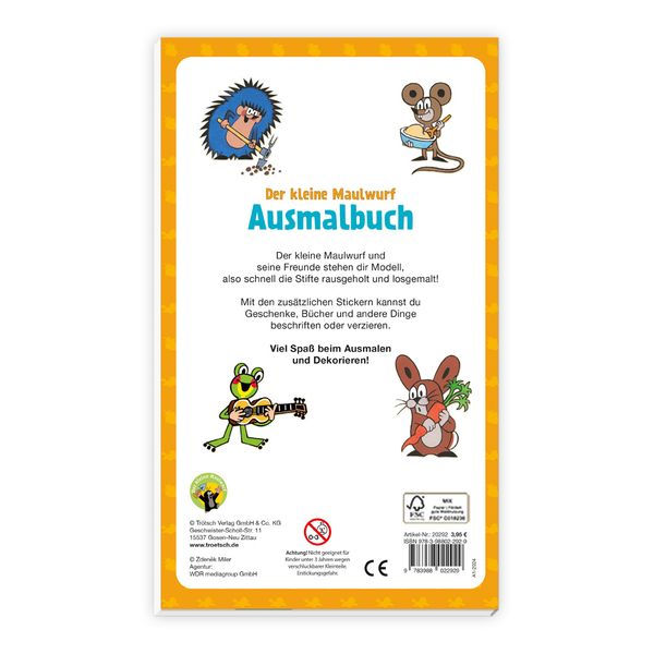 Produktbild: Tr&ouml;tsch Der kleine Maulwurf Ausmalbuch mit Stickern