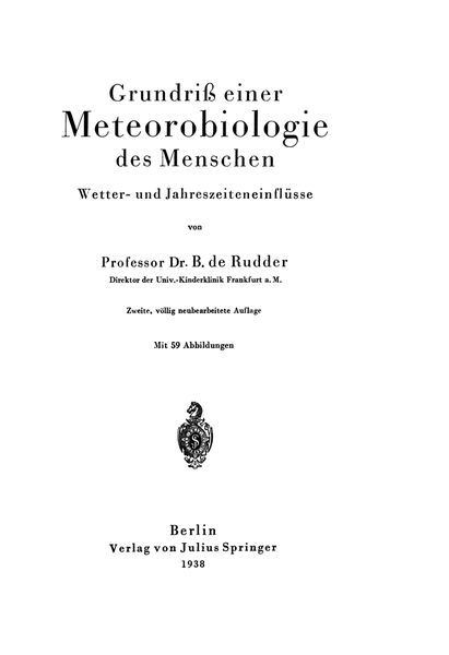 Produktbild: Grundri&szlig; einer Meteorobiologie des Menschen