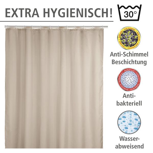 Produktbild: Anti-Schimmel Duschvorhang Uni Beige, 180 x 200 cm, Textil (Polyester), waschbar