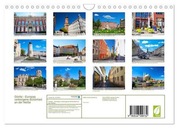 Produktbild: G&ouml;rlitz - Europas verborgene Sch&ouml;nheit an der Nei&szlig;e (Wandkalender 2026 DIN A4 quer), CALVENDO Monatskalender