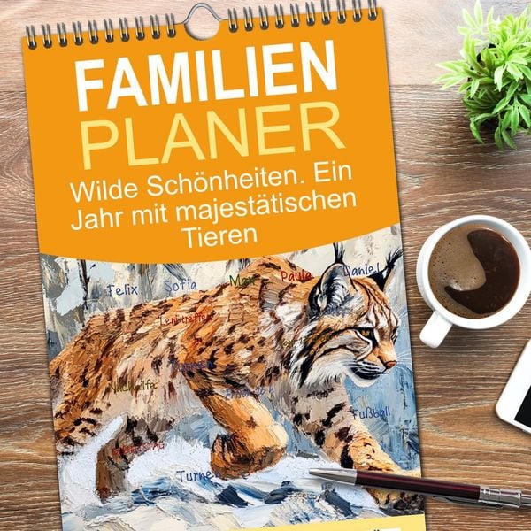 Produktbild: Familienplaner 2026 - Wilde Sch&ouml;nheiten. Ein Jahr mit majest&auml;tischen Tieren mit 5 Spalten (Wandkalender, 21 x 45 cm) CALVENDO