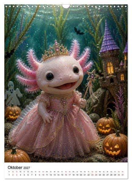 Produktbild: Axolotl durchs ganze Jahr (Wandkalender 2027 DIN A3 hoch), CALVENDO Monatskalender