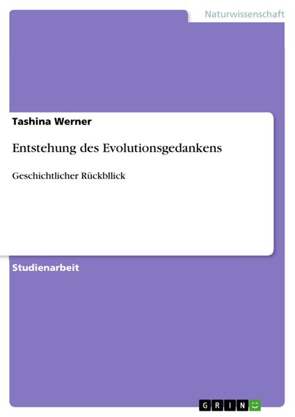 Produktbild: Entstehung des Evolutionsgedankens