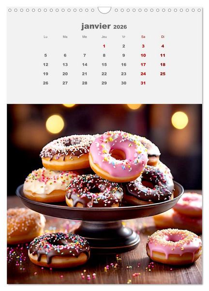 Produktbild: Les aventures sucr&eacute;es des donuts (Calendrier mural 2026 DIN A3 horizontal), CALVENDO calendrier mensuel