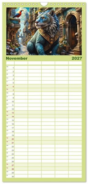 Produktbild: Familienplaner 2027 - Verborgene Welten: Arkanum der mystischen Tierwesen mit 5 Spalten (Wandkalender, 21 x 45 cm) CALVENDO