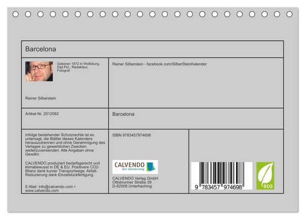 Produktbild: Barcelona (Tischkalender 2026 DIN A5 quer), CALVENDO Monatskalender