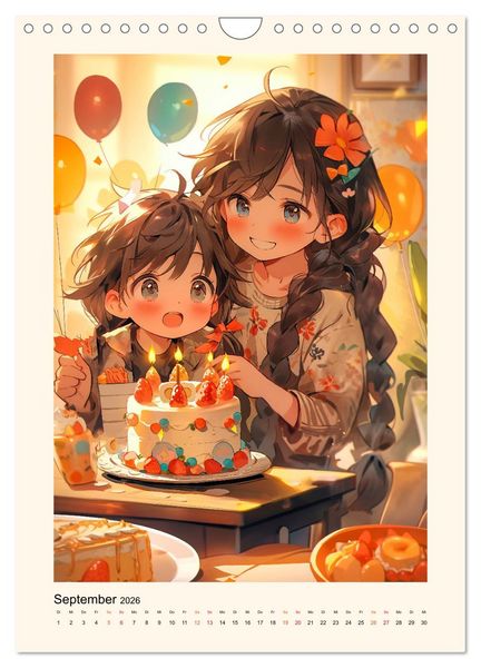 Produktbild: Manga Kinder - ein gl&uuml;ckliches Jahr (Wandkalender 2026 DIN A4 hoch), CALVENDO Monatskalender