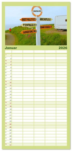 Produktbild: Familienplaner 2026 - Cornwall im Fr&uuml;hling mit 5 Spalten (Wandkalender, 21 x 45 cm) CALVENDO