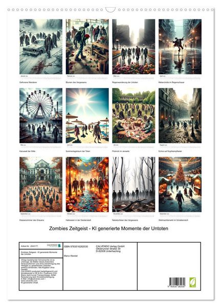 Produktbild: Zombies Zeitgeist - KI generierte Momente der Untoten (Wandkalender 2026 DIN A2 hoch), CALVENDO Monatskalender