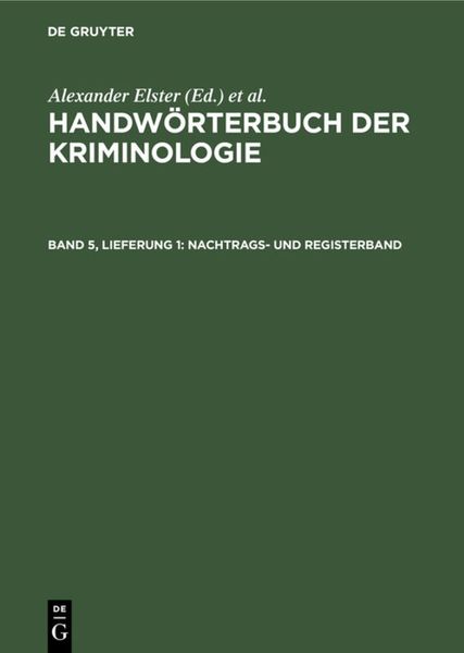 Produktbild: Handw&ouml;rterbuch der Kriminologie / Nachtrags- und Registerband