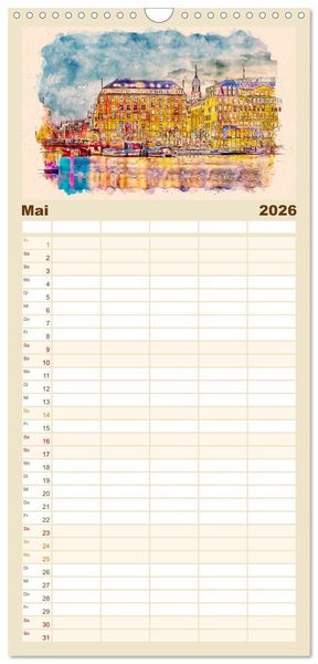 Produktbild: Familienplaner 2026 - Hamburg - malerische Metropole mit 5 Spalten (Wandkalender, 21 x 45 cm) CALVENDO